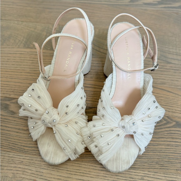 Loeffler Randall Camellia White Pleated Bow Heel - Picture 7 of 7